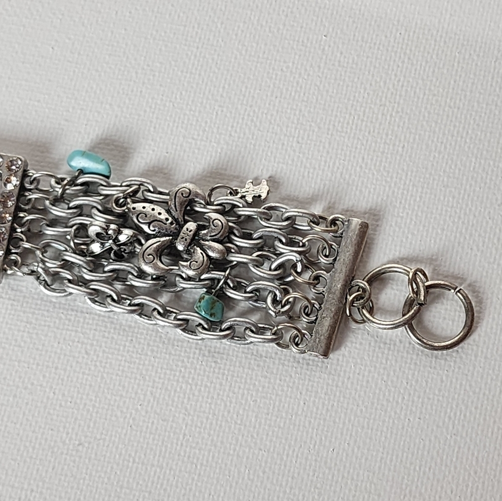 Multi-Chain Silver Statement Bracelet Rhinestone … - image 4